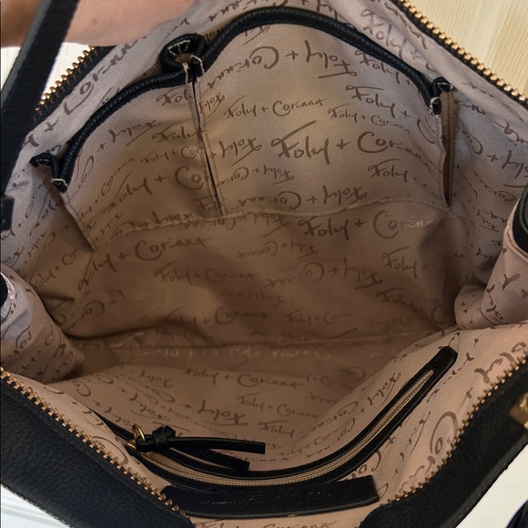 Foley + Corinna Black Faux Leather Bag briefcase with Gold Accents - Picture 16 of 16